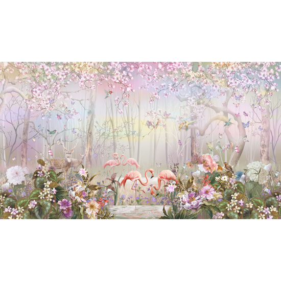Papier peint panoramique Enfants - Flamants roses
