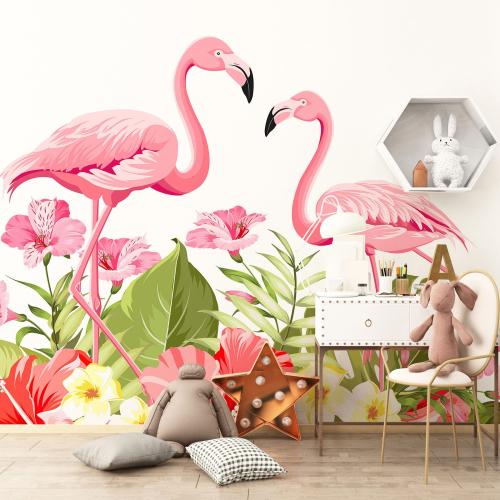 Papier peint panoramique Enfants - Flamants Roses