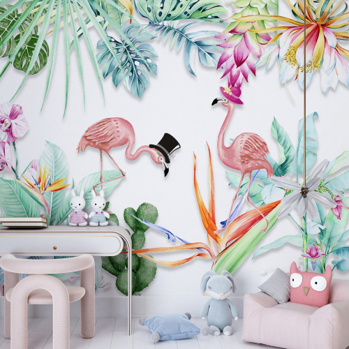 Papier peint panoramique Enfants - Flamants Roses