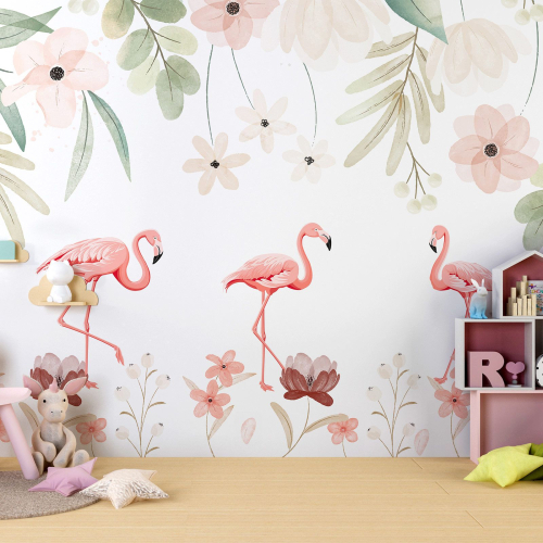 Papier peint panoramique Enfants - Flamants Roses
