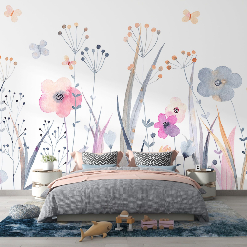Papier peint panoramique Enfants - Fleurs