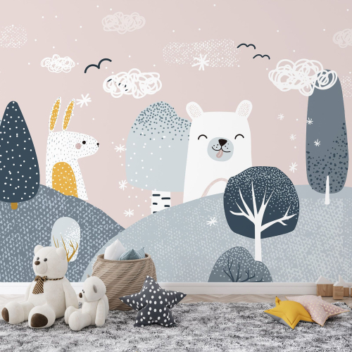 Papier peint panoramique Enfants - Forêt animaux