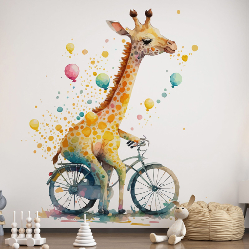 Papier peint panoramique Enfants - Girafe à Vélo