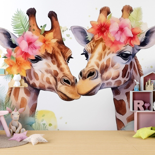 Papier peint panoramique Enfants - Girafes