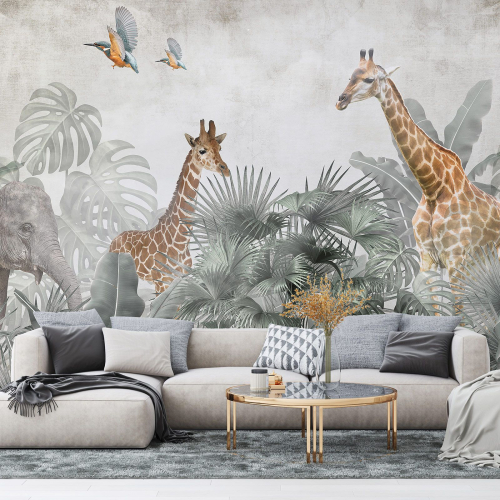Papier peint panoramique Enfants - Girafes
