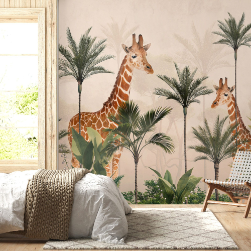 Papier peint panoramique Enfants - Girafes