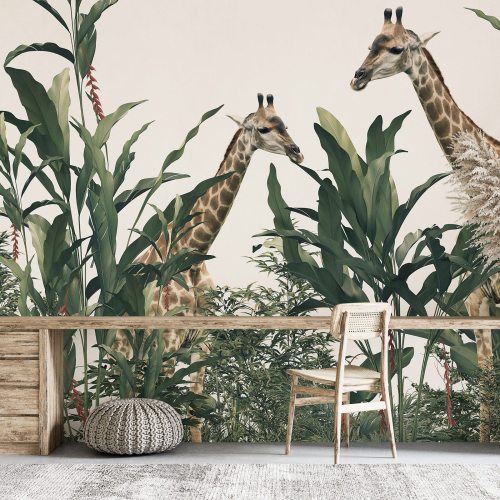 Papier peint panoramique Enfants - Girafes