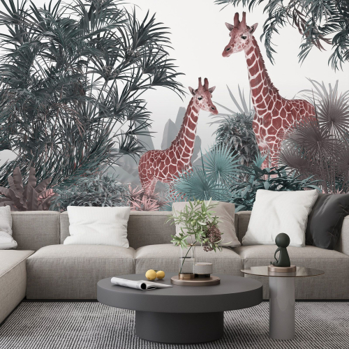 Papier peint panoramique Enfants - Girafes