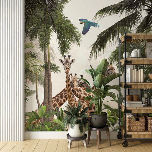 Papier peint panoramique Enfants - Girafes