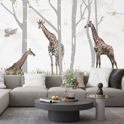 Papier peint panoramique Enfants - Girafes