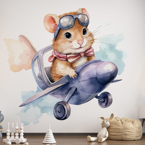 Papier peint panoramique Enfants - Hamster Aviateur