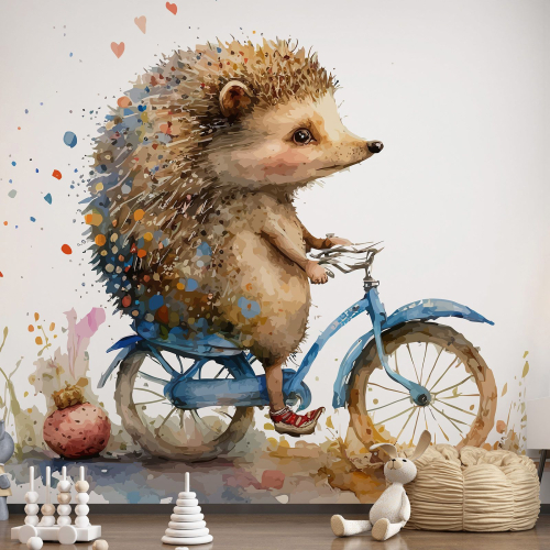Papier peint panoramique Enfants - Hérisson à Vélo