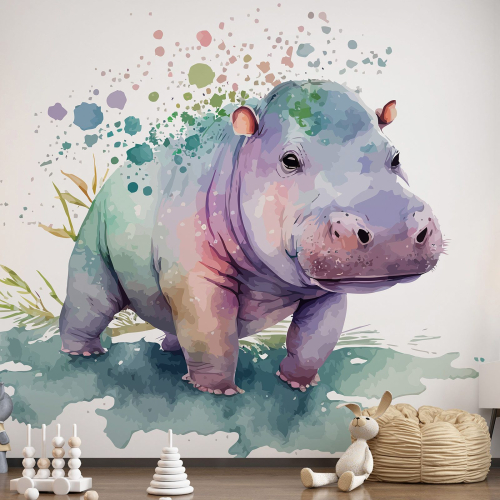 Papier peint panoramique Enfants - Hippopotame