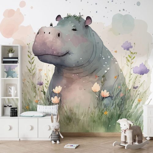 Papier peint panoramique Enfants - Hippopotame