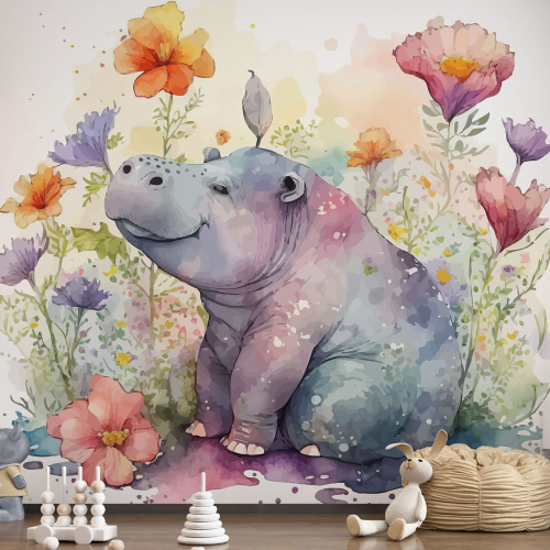 Papier peint panoramique Enfants - Hippopotame
