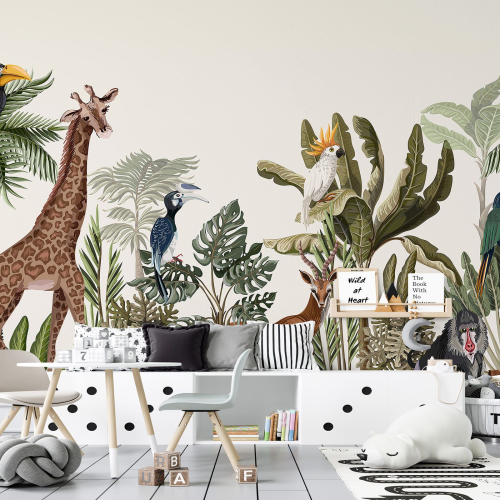 Papier peint panoramique Enfants - Jungle Animaux