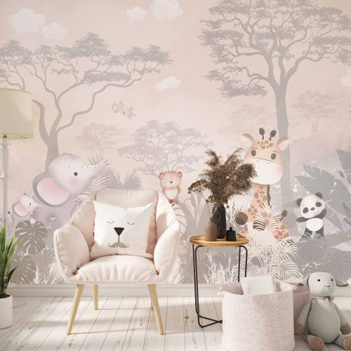 Papier peint panoramique Enfants - Jungle Animaux