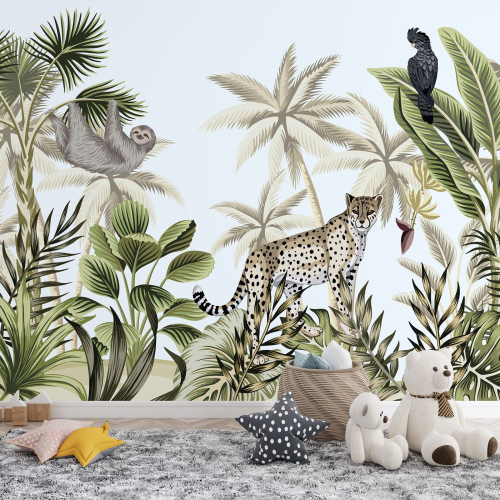 Papier peint panoramique enfants - Jungle Animaux