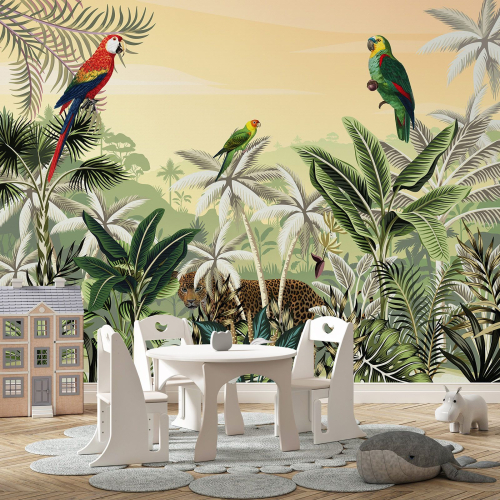 Papier peint panoramique Enfants - Jungle Perroquets