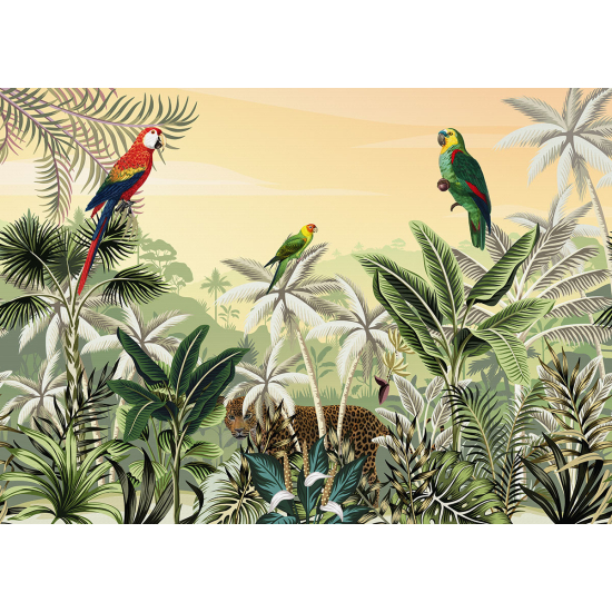 Papier peint panoramique Enfants - Jungle Perroquets