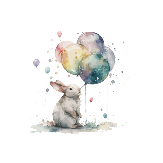 Papier peint panoramique Enfants - Lapin Ballons