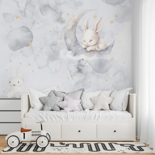 Papier peint panoramique Enfants - Lapin Lune