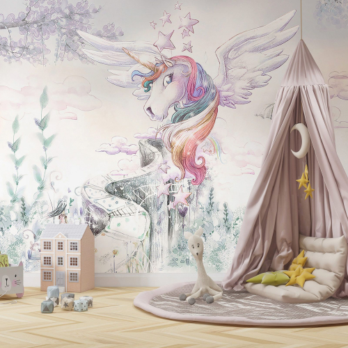 Papier peint panoramique Enfants - Licorne