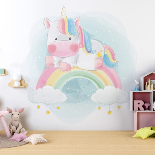 Papier peint panoramique Enfants - Licorne Arc-en-Ciel