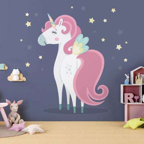 Papier peint panoramique Enfants - Licorne Etoiles