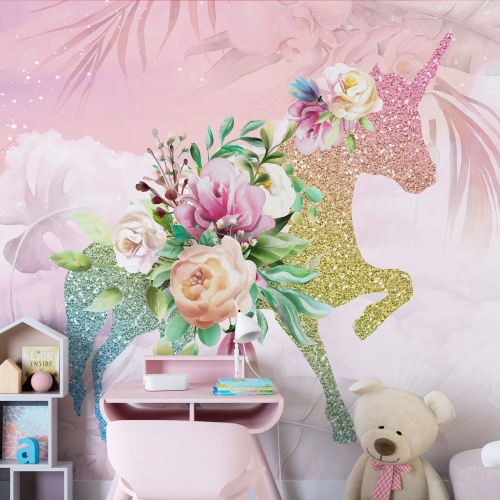 Papier peint panoramique Enfants - Licorne Pailletée