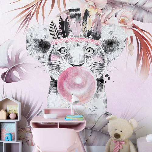 Papier peint panoramique Enfants - Lion bulle