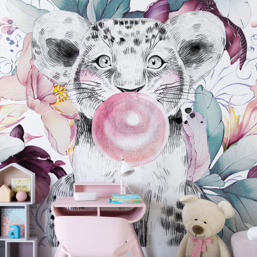 Papier peint panoramique Enfants - Lion bulle