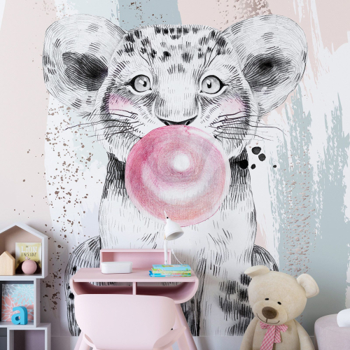 Papier peint panoramique Enfants - Lion Chewing-Gum
