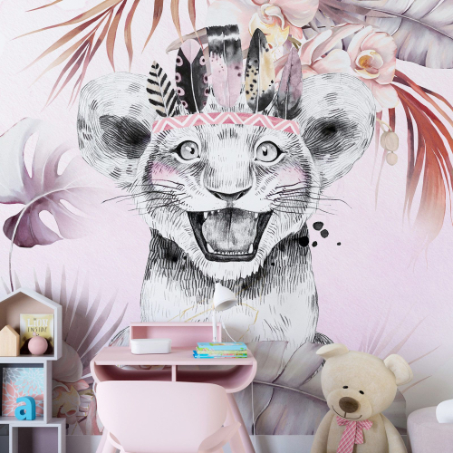 Papier peint panoramique Enfants - Lion Indien