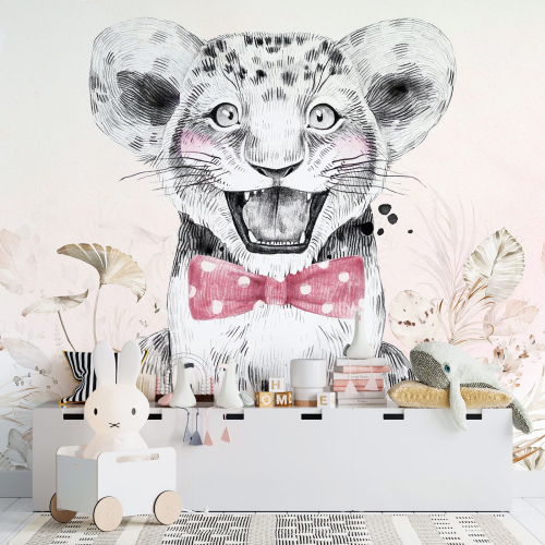 Papier peint panoramique Enfants - Lion Nœud Papillon