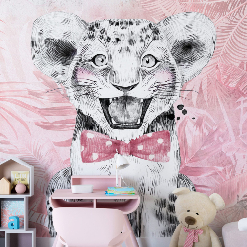 Papier peint panoramique Enfants - Lion Nœud Papillon