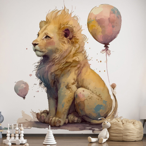 Papier peint panoramique Enfants - Lionceau Ballon