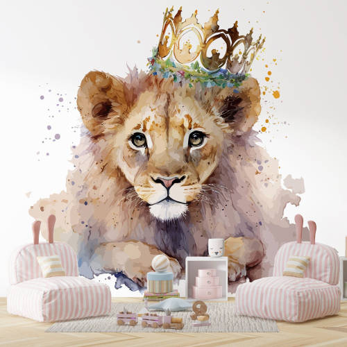 Papier peint panoramique Enfants - Lionne Couronne