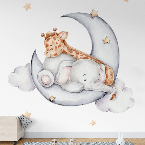 Papier peint panoramique Enfants - Lune Animaux
