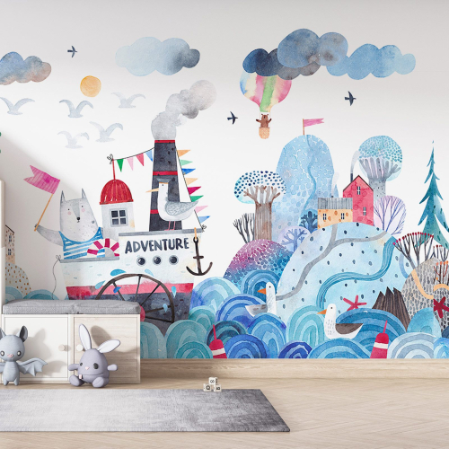 Papier peint panoramique Enfants - Mer Bateau