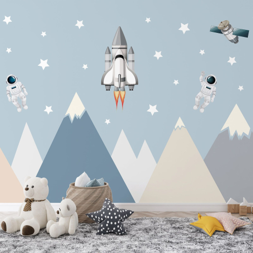 Papier peint panoramique Enfants - Montagnes fusées