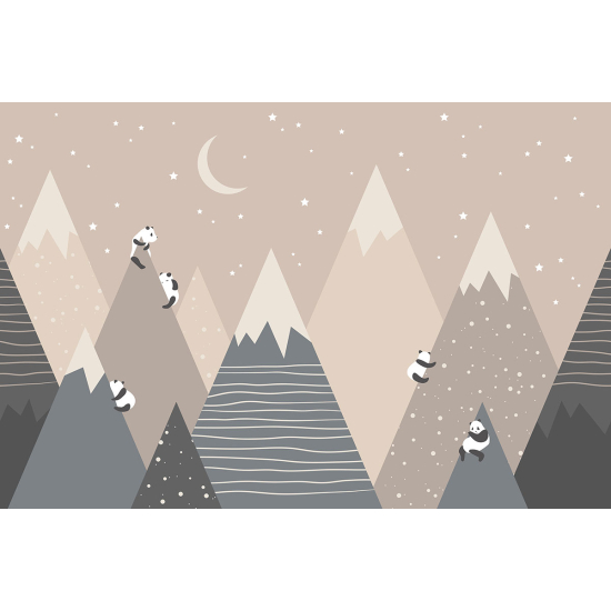 Papier peint panoramique Enfants - Montagnes Pandas