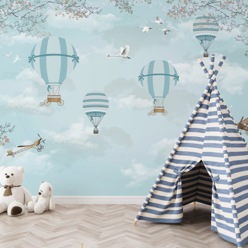 Papier peint panoramique Enfants - Montgolfières
