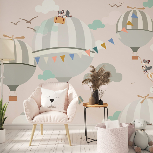 Papier peint panoramique Enfants - Montgolfières