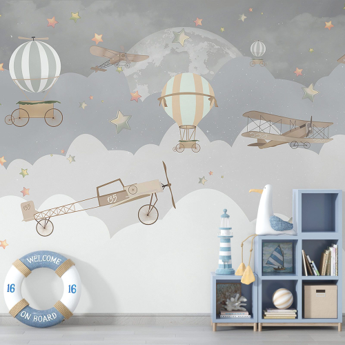 Papier peint panoramique Enfants - Montgolfières