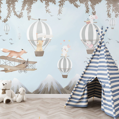 Papier peint panoramique Enfants - Montgolfières