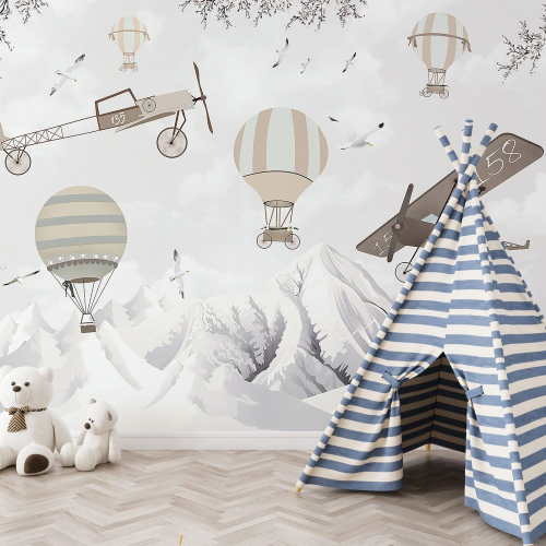 Papier peint panoramique Enfants - Montgolfières