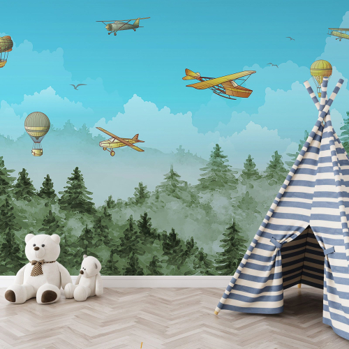 Papier peint panoramique Enfants - Montgolfières