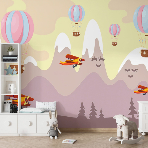 Papier peint panoramique Enfants - Montgolfières
