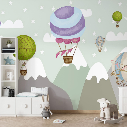 Papier peint panoramique Enfants - Montgolfières